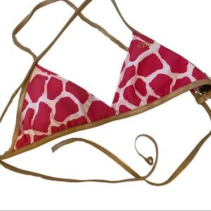 Guess Bikini Strappy Top Pink Gold Leopard Small
